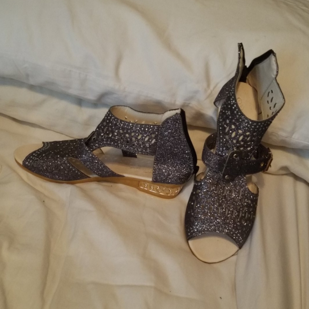 Silver sparkly sandals
